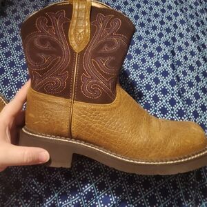 Ariat Brown and Dark Brown Western Ankle Boots